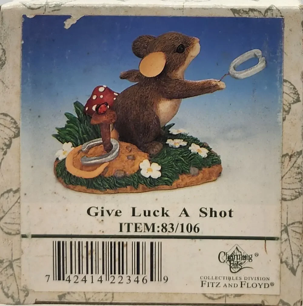 Charming Tails Give Luck a Shot Figurine Mouse Mice Horseshoe Pitching 83/106